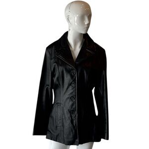Wilsons Pelle Studio Classic Black Leather Jacket Size Medium